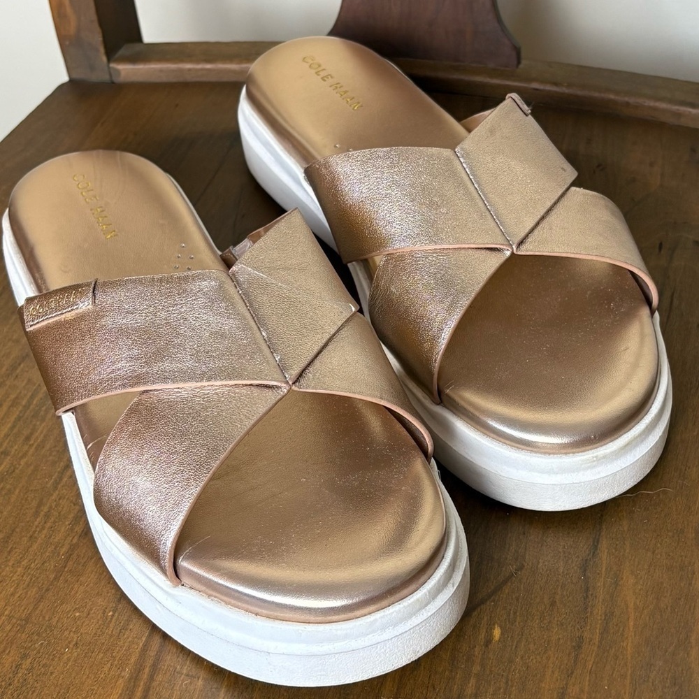 Cole Haan Metallic Rose Gold Sandals - Picture 2 of 11